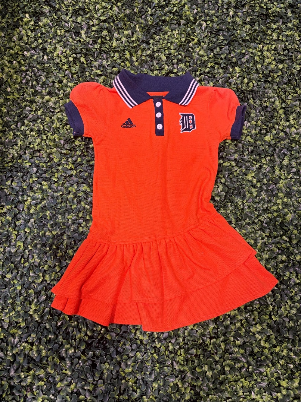 Adidas Detroit Tigers Kids Orange Polo Dress with Navy Trim 3T